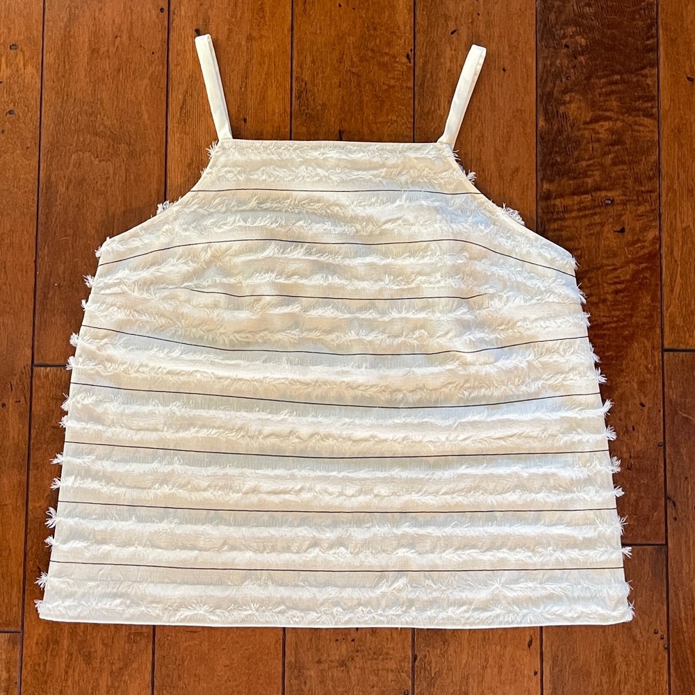 Anthropologie Maeve Quinn Textured Frayed Fringe Top Size 12